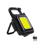 Metal COB keychain light, rechargeable LED flashlight (500 lumens), black color